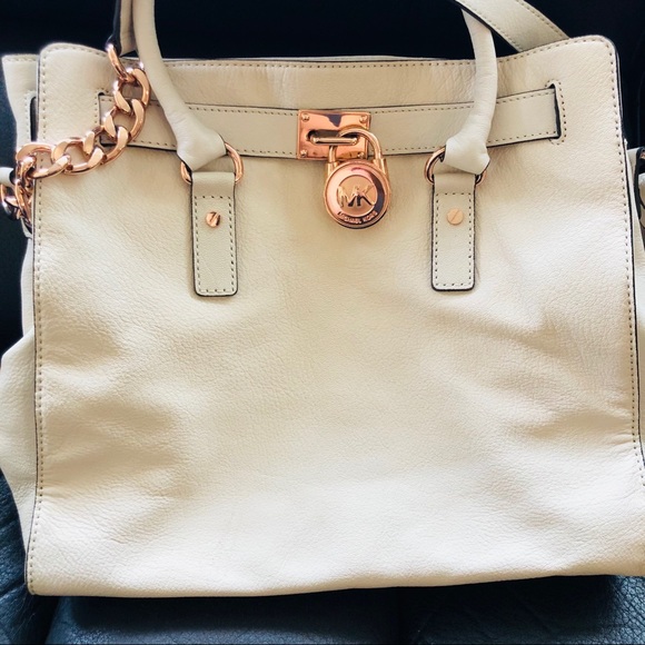 Michael Kors Large Hamilton Cream Leather RoseGold - Picture 6 of 14